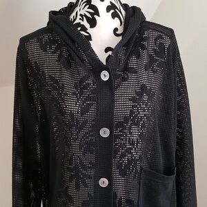 Jordan Taylor Beach Black button down Hood Coverup